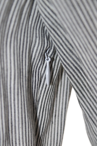 J Crew Women Shirt Dress Gray Linen Striped Knee-Length 3/4 Sleeve Size S