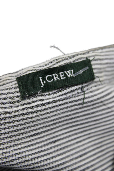 J Crew Women Shirt Dress Gray Linen Striped Knee-Length 3/4 Sleeve Size S