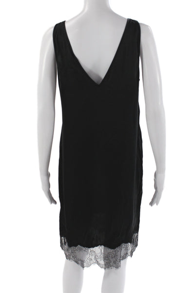 Allsaints Womens Black V Neck Lace Slip Dress Sleeveless Size M