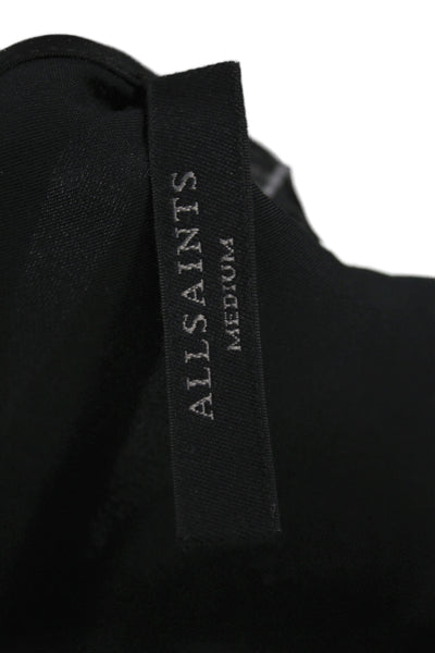 Allsaints Womens Black V Neck Lace Slip Dress Sleeveless Size M