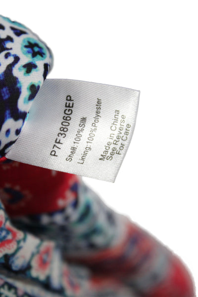 Parker Womens Silk Blouson Floral Sleeveless Tie Neck Knee Dress Size S