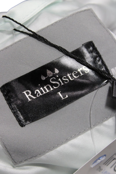 Designer Women Raincoat Gray Buckle Polyester Long Sleeve Size L