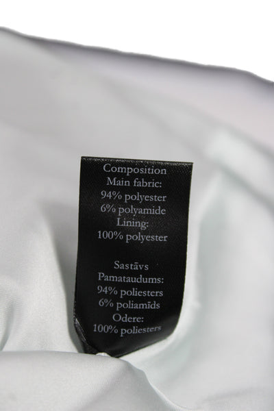Designer Women Raincoat Gray Buckle Polyester Long Sleeve Size L