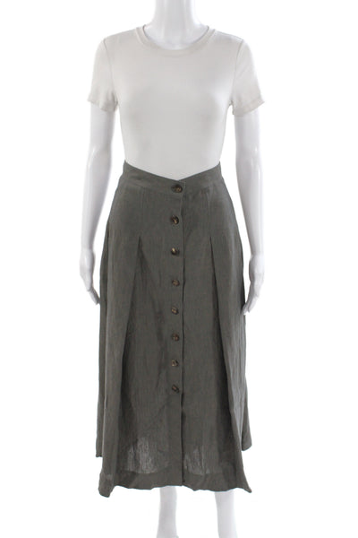 Lafayette 148 New York Women A-Line Linen Skirt Gray Long Size 10