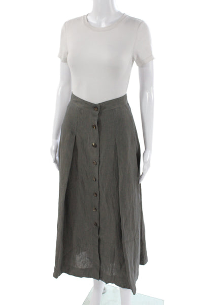 Lafayette 148 New York Women A-Line Linen Skirt Gray Long Size 10
