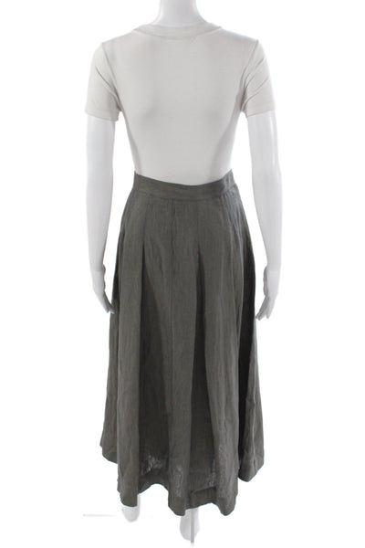 Lafayette 148 New York Women A-Line Linen Skirt Gray Long Size 10