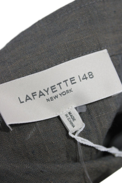 Lafayette 148 New York Women A-Line Linen Skirt Gray Long Size 10