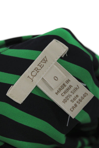J Crew Womens Silk Striped Tunic Button Up Collared Long Sleeve Black Size 0