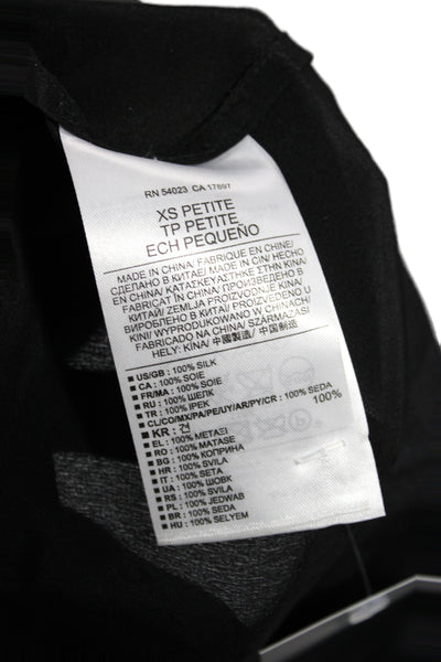 Banana Republic Womens Silk Collared Blouse Black Long Sleeve Size XS Petite