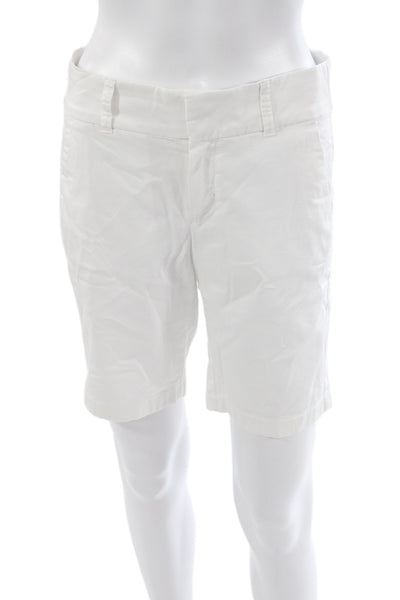 J Crew Womens White Chino Shorts 97% Cotton Button Size 0