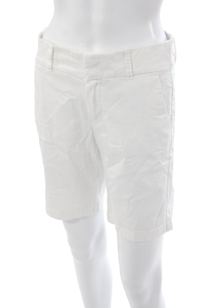 J Crew Womens White Chino Shorts 97% Cotton Button Size 0