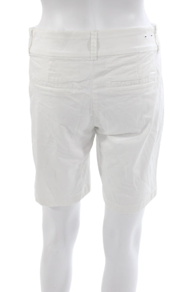 J Crew Womens White Chino Shorts 97% Cotton Button Size 0