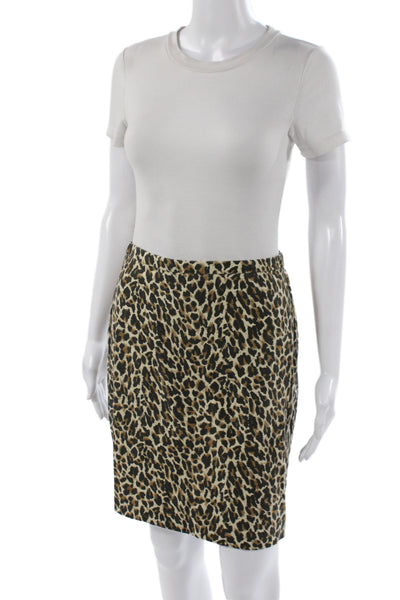 J Crew Womens Straight Pencil Animal Print Cotton Skirt Beige Size 00