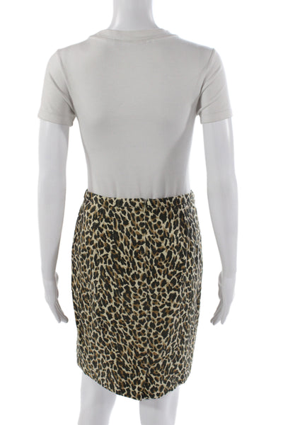 J Crew Womens Straight Pencil Animal Print Cotton Skirt Beige Size 00