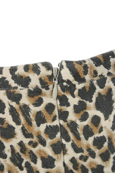 J Crew Womens Straight Pencil Animal Print Cotton Skirt Beige Size 00