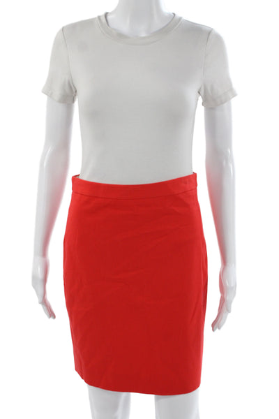 J Crew Women Straight Pencil Skirt Red Mini Zip Cotton Size 0P