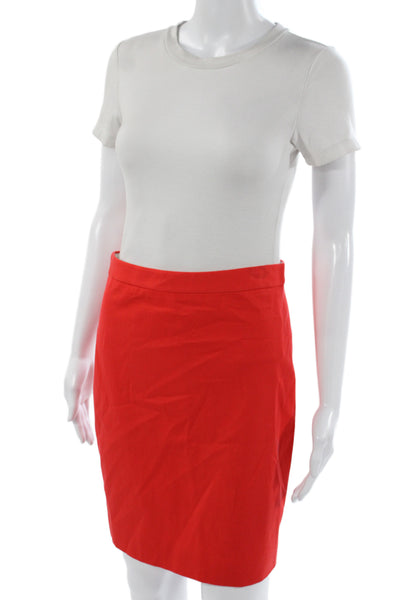 J Crew Women Straight Pencil Skirt Red Mini Zip Cotton Size 0P