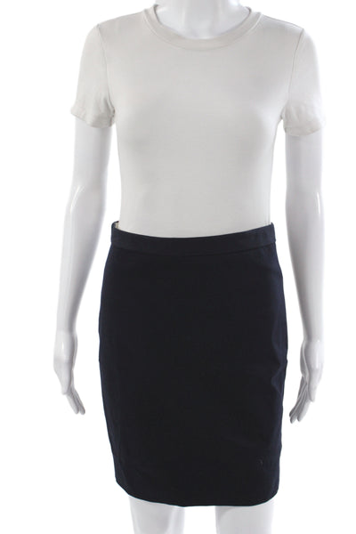 J Crew Women Black Straight Pencil Skirt Knee Length Zip 52% Cotton Size 0P