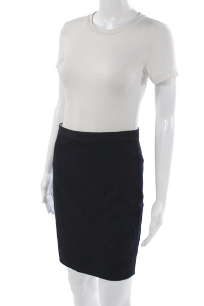 J Crew Women Black Straight Pencil Skirt Knee Length Zip 52% Cotton Size 0P