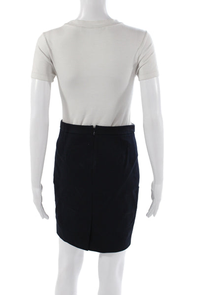 J Crew Women Black Straight Pencil Skirt Knee Length Zip 52% Cotton Size 0P