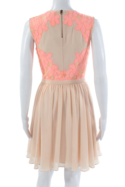 Ted Baker London Women Fit & Flare Beige Floral Sleeveless Dress Size 0