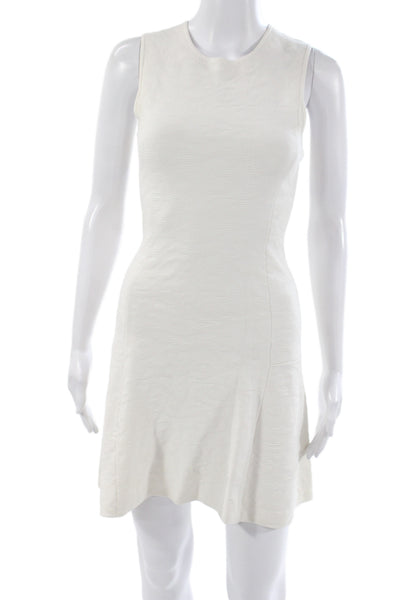 Theory Women Fit & Flare Ivory Sleeveless Dress Size PP