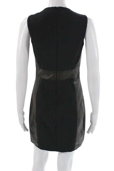 Theory Women Sheath Dress Black Sleeveless Round Neck Zip Mid Calf Nylon Size 2