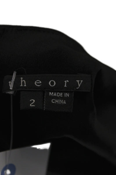 Theory Women Sheath Dress Black Sleeveless Round Neck Zip Mid Calf Nylon Size 2