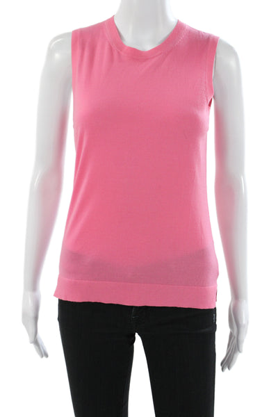 Theory Women Sleeveless Merino Wool Pullover Sweater Crew Neck Pink Size S