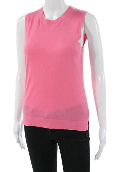 Theory Women Sleeveless Merino Wool Pullover Sweater Crew Neck Pink Size S