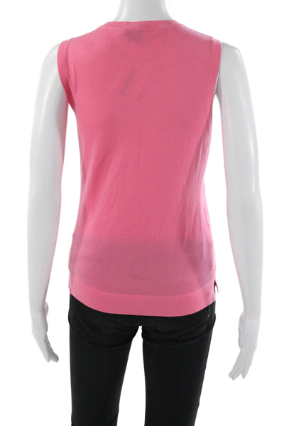 Theory Women Sleeveless Merino Wool Pullover Sweater Crew Neck Pink Size S