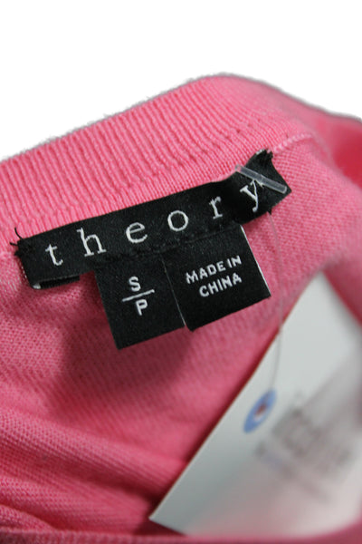 Theory Women Sleeveless Merino Wool Pullover Sweater Crew Neck Pink Size S