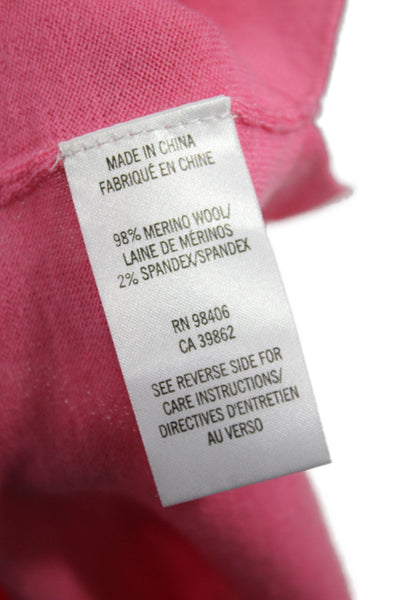 Theory Women Sleeveless Merino Wool Pullover Sweater Crew Neck Pink Size S
