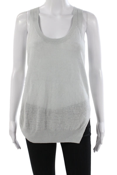 Theory Womens Basic Linen Scoop Neck Tank Gray Sleeveless Size PP