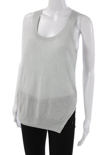 Theory Womens Basic Linen Scoop Neck Tank Gray Sleeveless Size PP