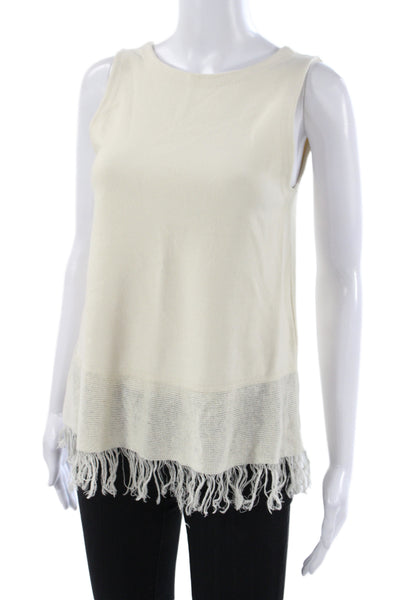 Theory Womens Ivory Scoop Neck Basic Tank Sleeveless Viscose Summer Size PP