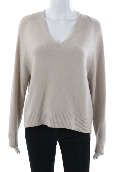 Vince Womens 100% Cashmere Beige V Neck Pullover Sweater Size XS