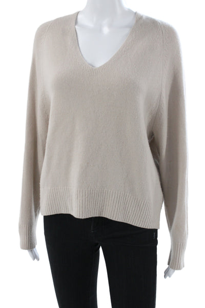 Vince Womens 100% Cashmere Beige V Neck Pullover Sweater Size XS