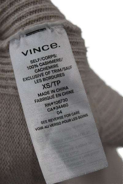 Vince Womens 100% Cashmere Beige V Neck Pullover Sweater Size XS