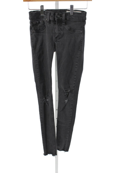 Rag & Bone Womens Skinny Black Jeans Mid Rise Modal Size 25