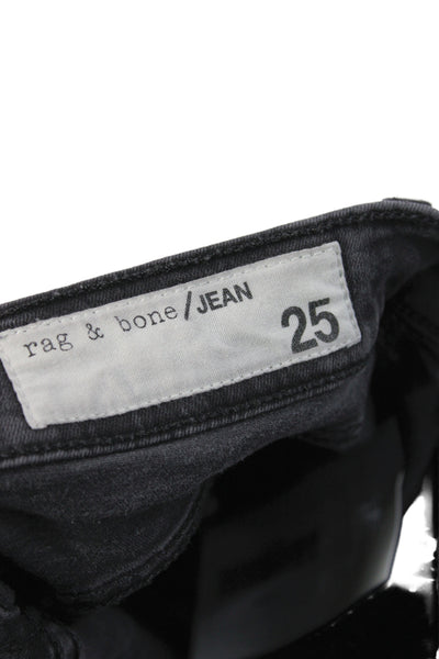 Rag & Bone Womens Skinny Black Jeans Mid Rise Modal Size 25