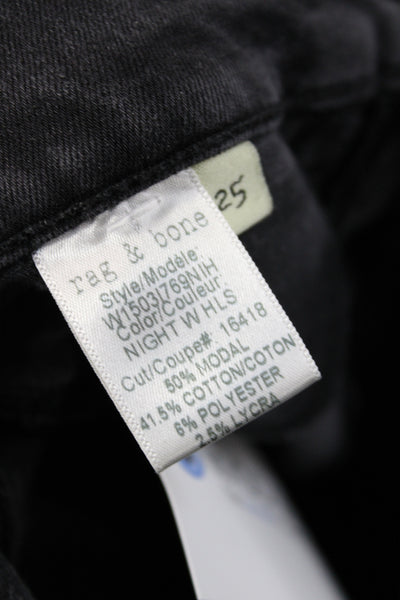 Rag & Bone Womens Skinny Black Jeans Mid Rise Modal Size 25