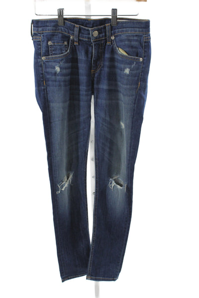 Rag & Bone Jean Womens Skinny Blue Jeans Mid-Rise Cotton 26in Inseam Size 25