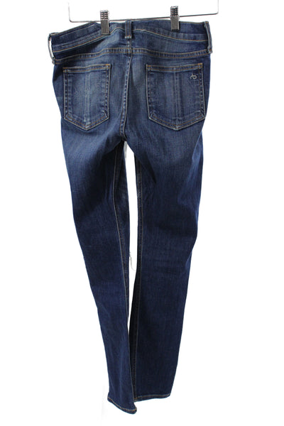 Rag & Bone Womens Skinny Jeans Blue Mid Rise Button Cotton Size 26