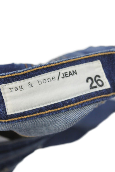 Rag & Bone Womens Skinny Jeans Blue Mid Rise Button Cotton Size 26