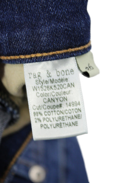 Rag & Bone Womens Skinny Jeans Blue Mid Rise Button Cotton Size 26