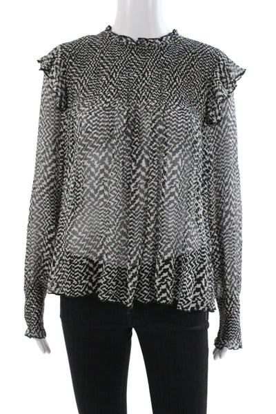Rag & Bone Women Tunic Black Mock Neck Long Sleeve 51% Silk Size S
