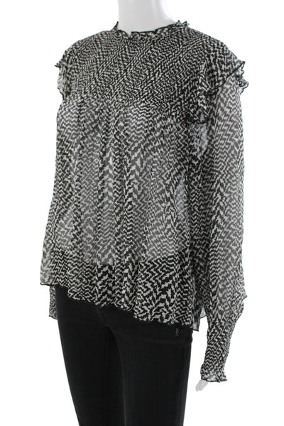 Rag & Bone Women Tunic Black Mock Neck Long Sleeve 51% Silk Size S