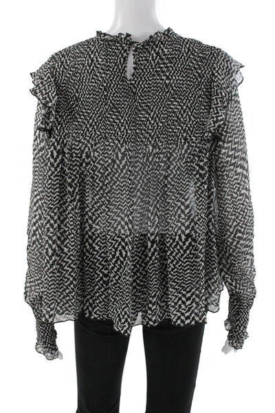 Rag & Bone Women Tunic Black Mock Neck Long Sleeve 51% Silk Size S
