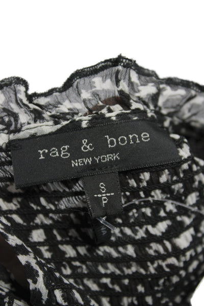 Rag & Bone Women Tunic Black Mock Neck Long Sleeve 51% Silk Size S